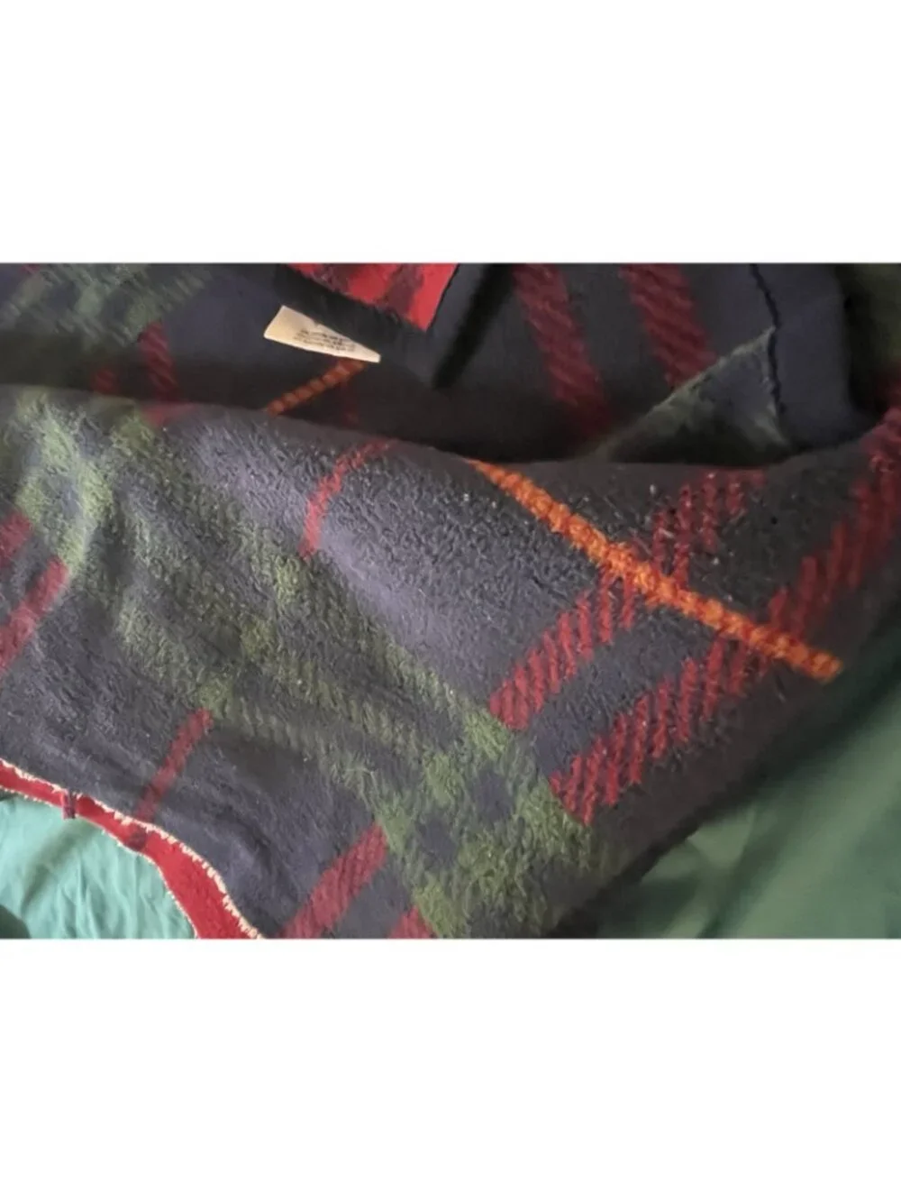 VTG Biederlack Blanket Reversible Plaid Red Blue Throw 75”x 58” Cabincore Twin